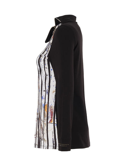 Abstract Print Cowl Neck Pullover Dolcezza