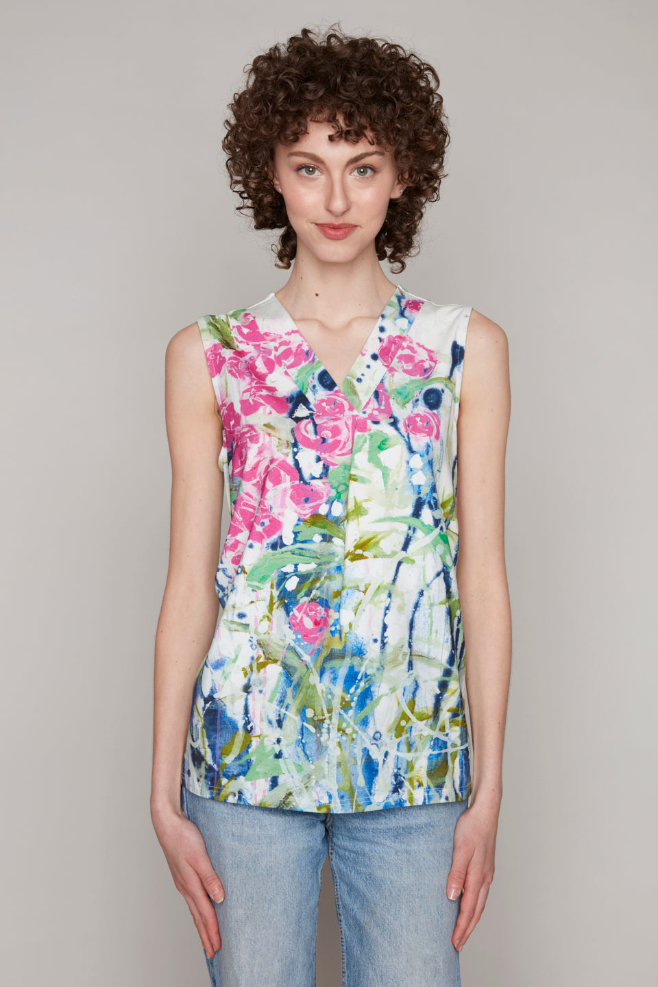 Abstract Floral Print V-Neck Camisole Claire Desjardins