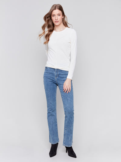 Soft Jersey Basic Top With Front Knot Charlie B