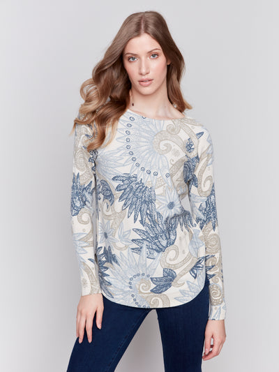 Printed Plush Knit Sweater Charlie B