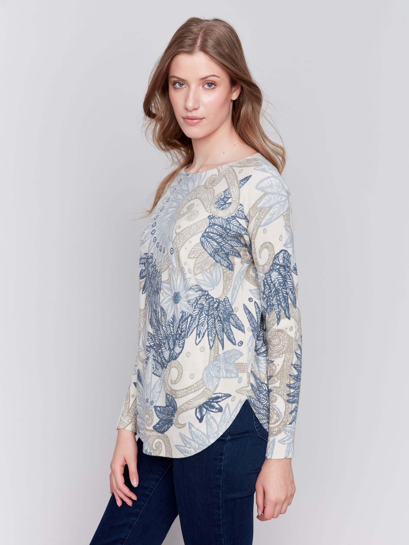 Printed Plush Knit Sweater Charlie B