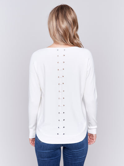 Knit Sweater with Back Lace-Up Detail Charlie B