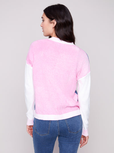 Color Block V-Neck Sweater Charlie B