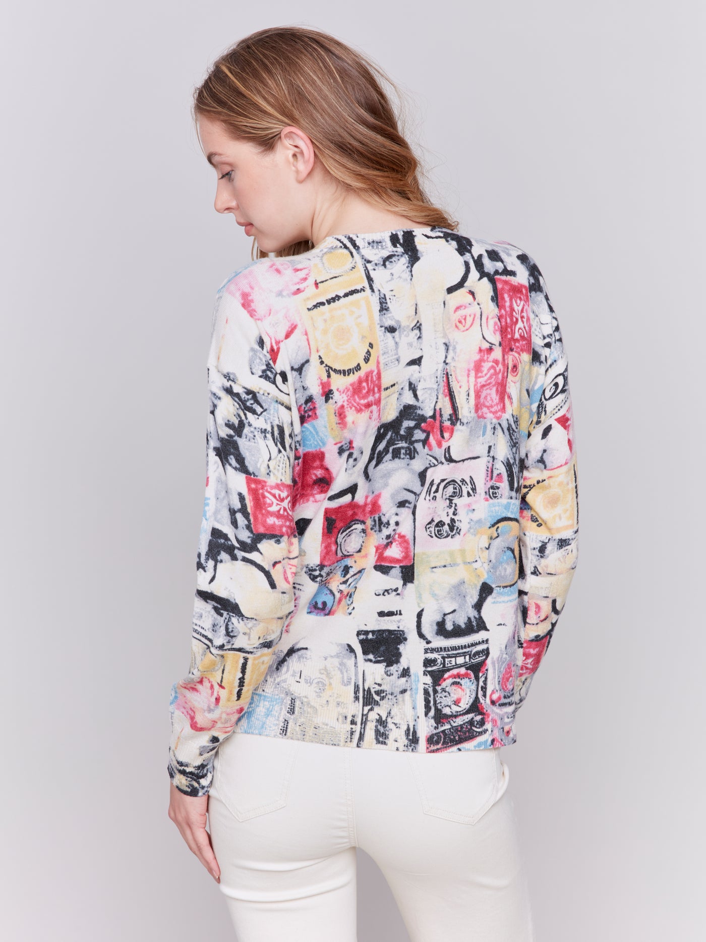 Printed Sweater with Side Buttons Charlie B