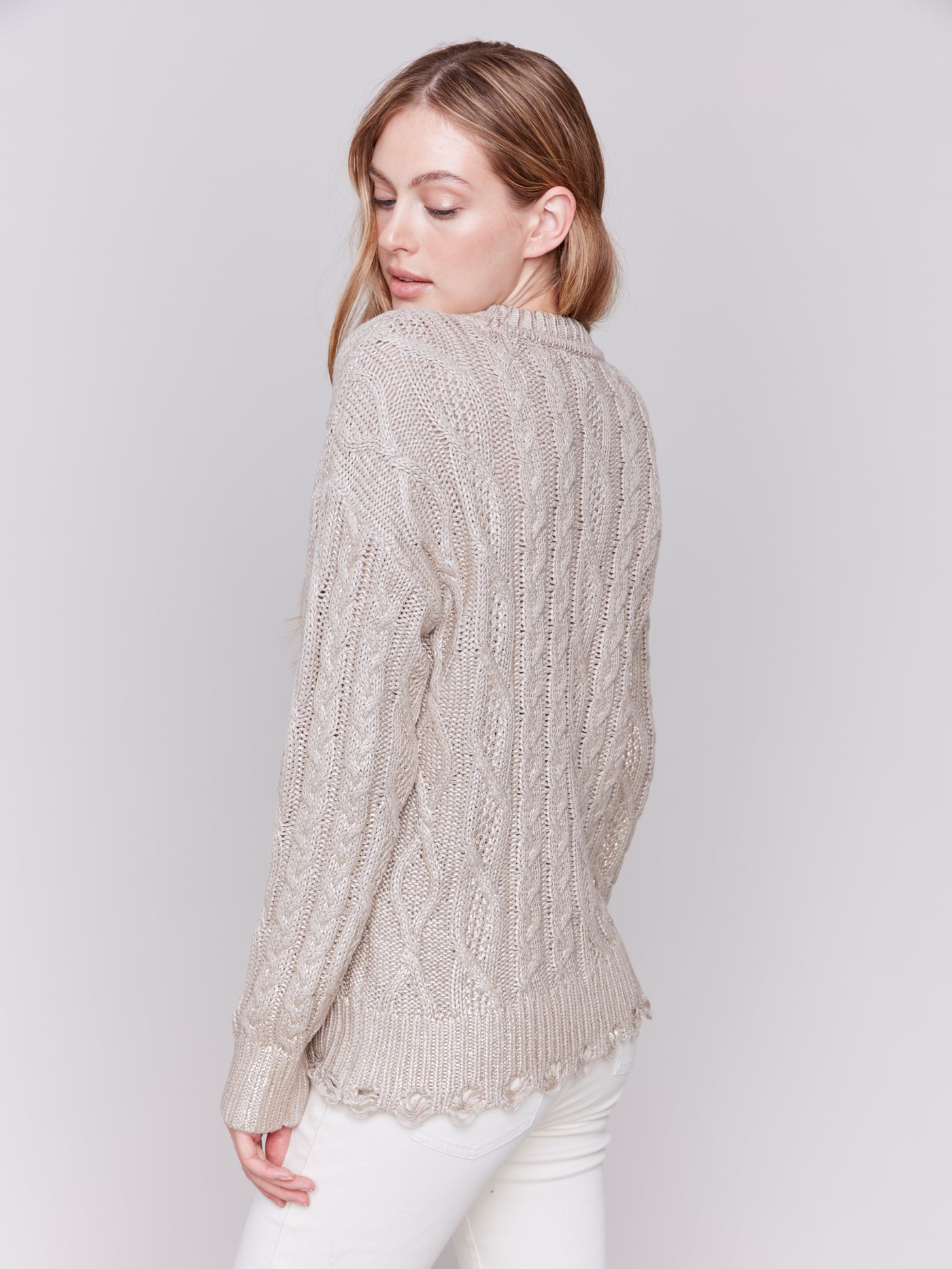 Metallic Cable Knit Sweater Charlie B