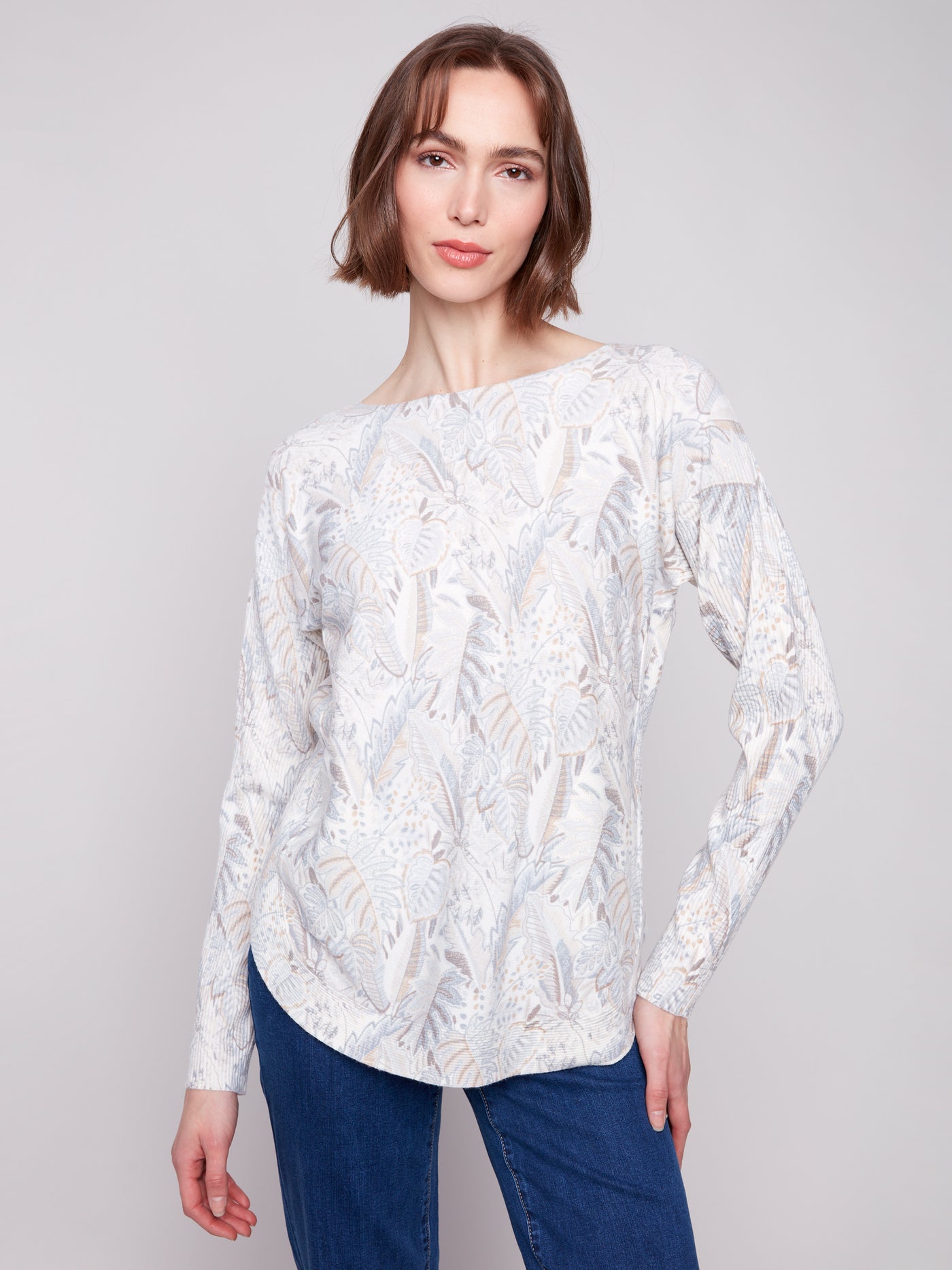 Printed Rounded Hem Sweater Charlie B