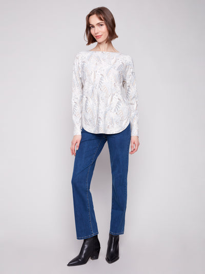 Printed Rounded Hem Sweater Charlie B