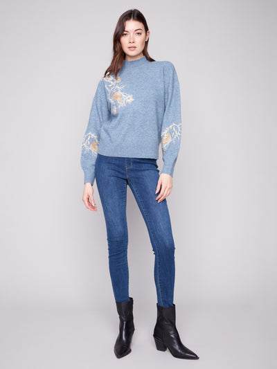 Mock Neck Sweater with Sequin Detail Charlie B