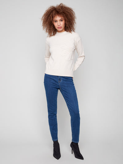 Crew Neck Floral Soutache Sweater Charlie B