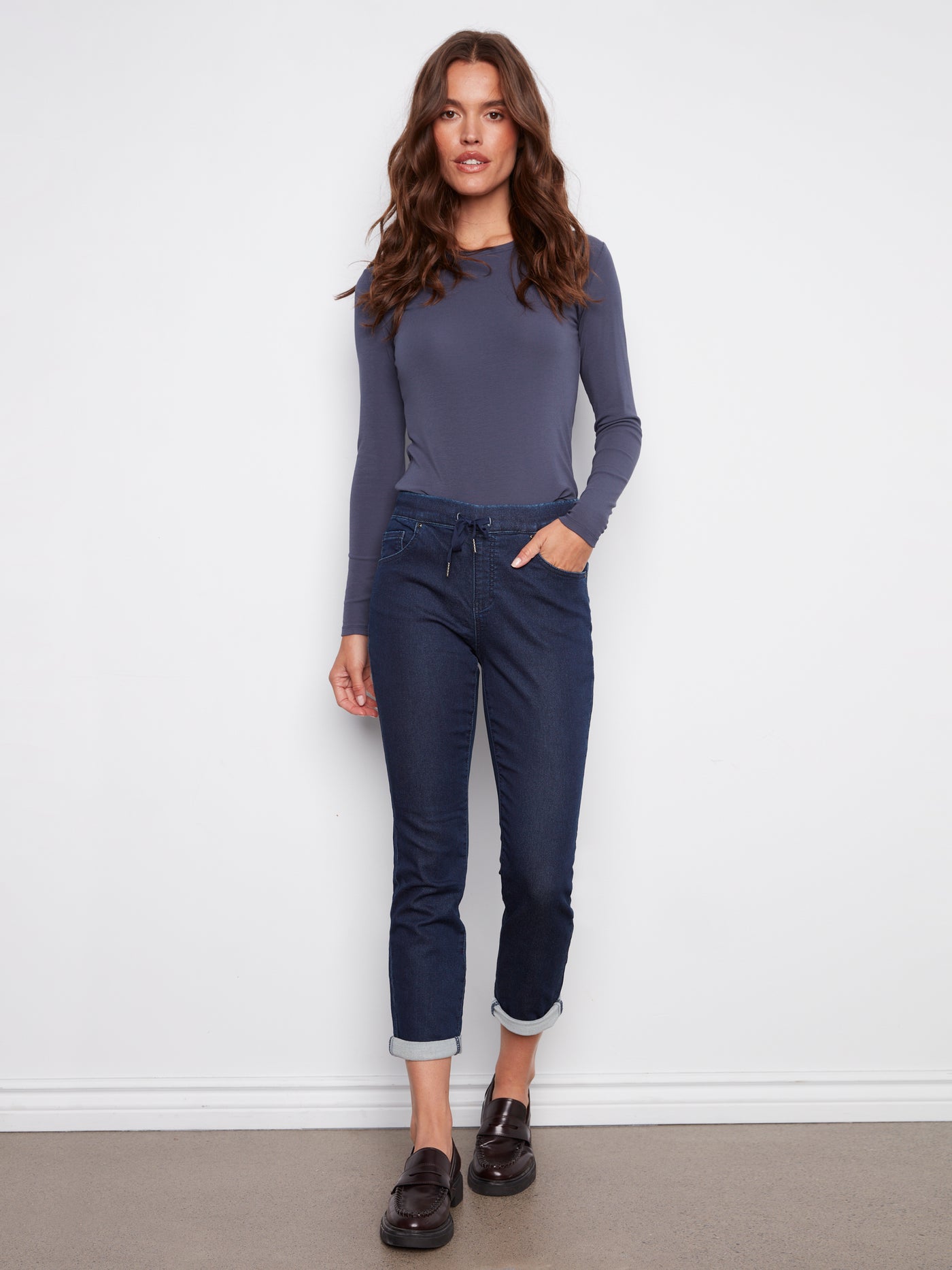 Knit Denim Jogger Pants Charlie B