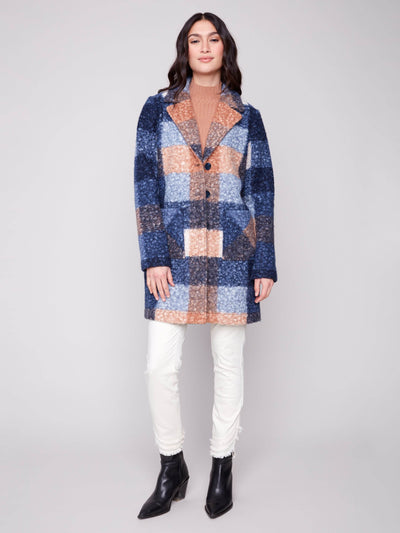 Plaid Bouclé Knit Coat - Dream Pants