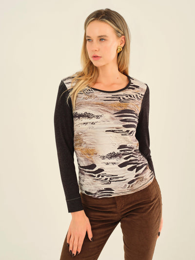 Abstract Print Long Sleeve Pullover Dolcezza