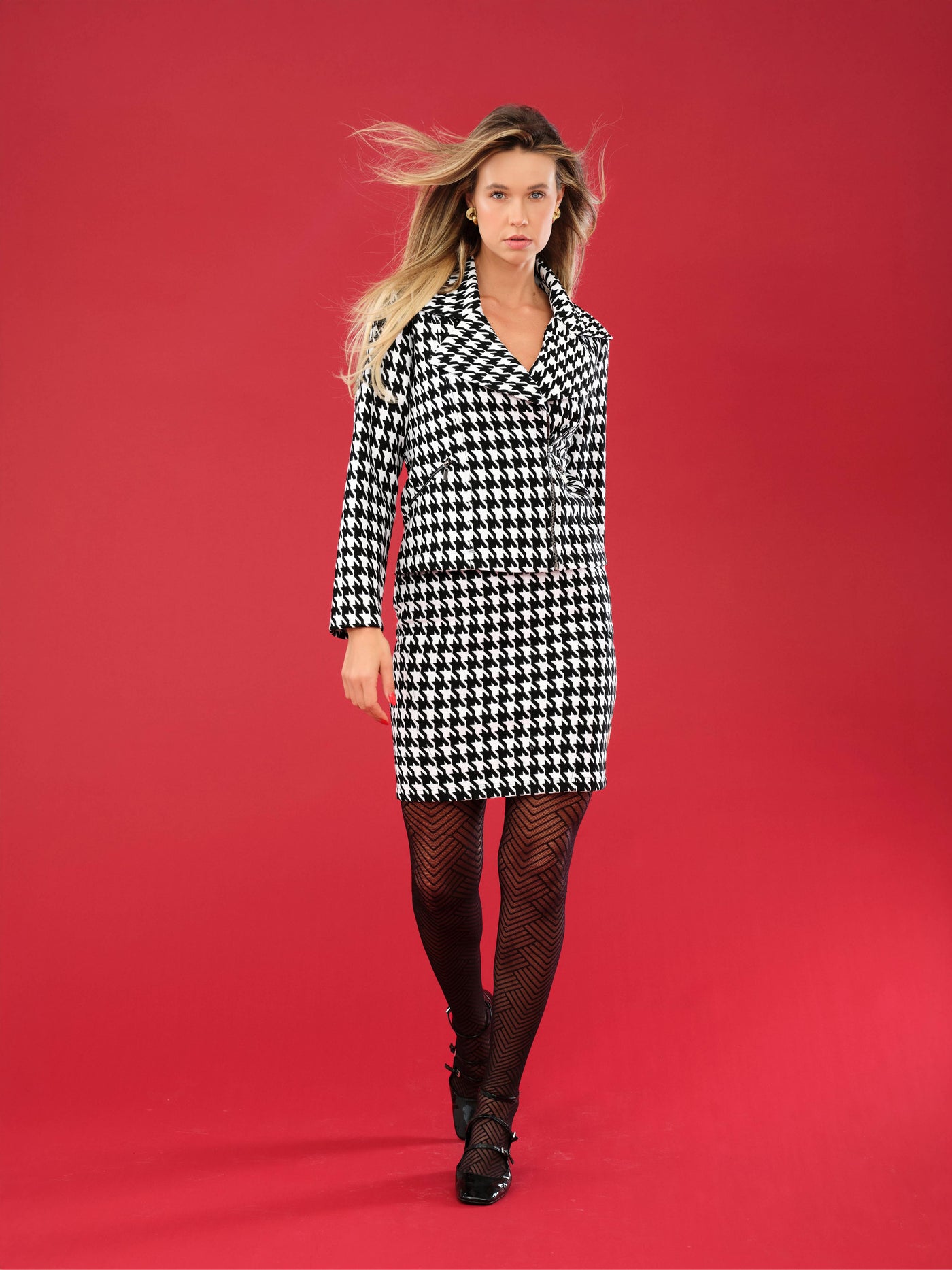 Houndstooth Knit Skirt Dolcezza
