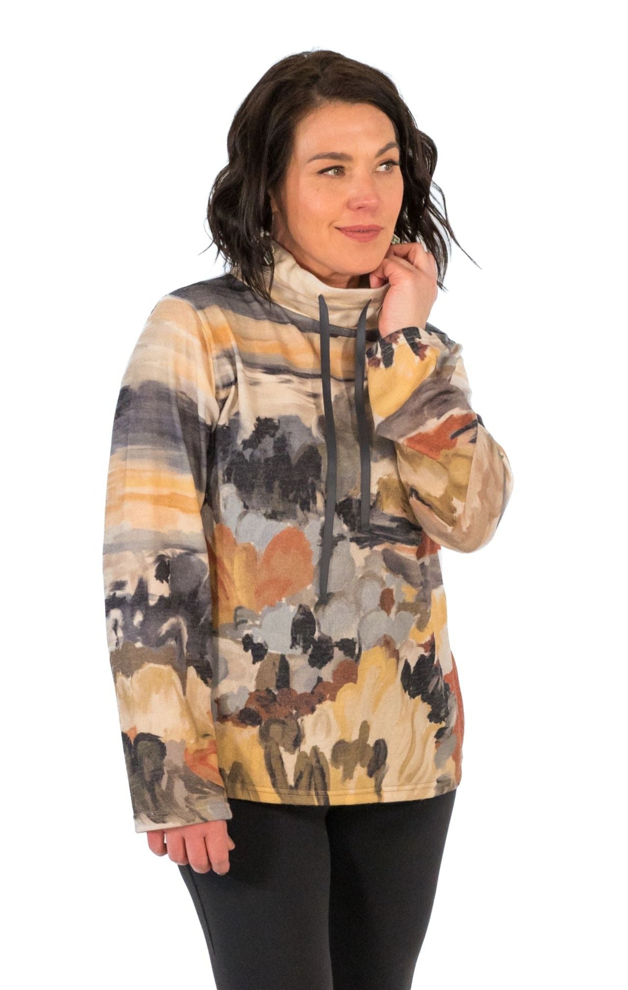 Trisha Tyler Drawstring Cowl Pullover 