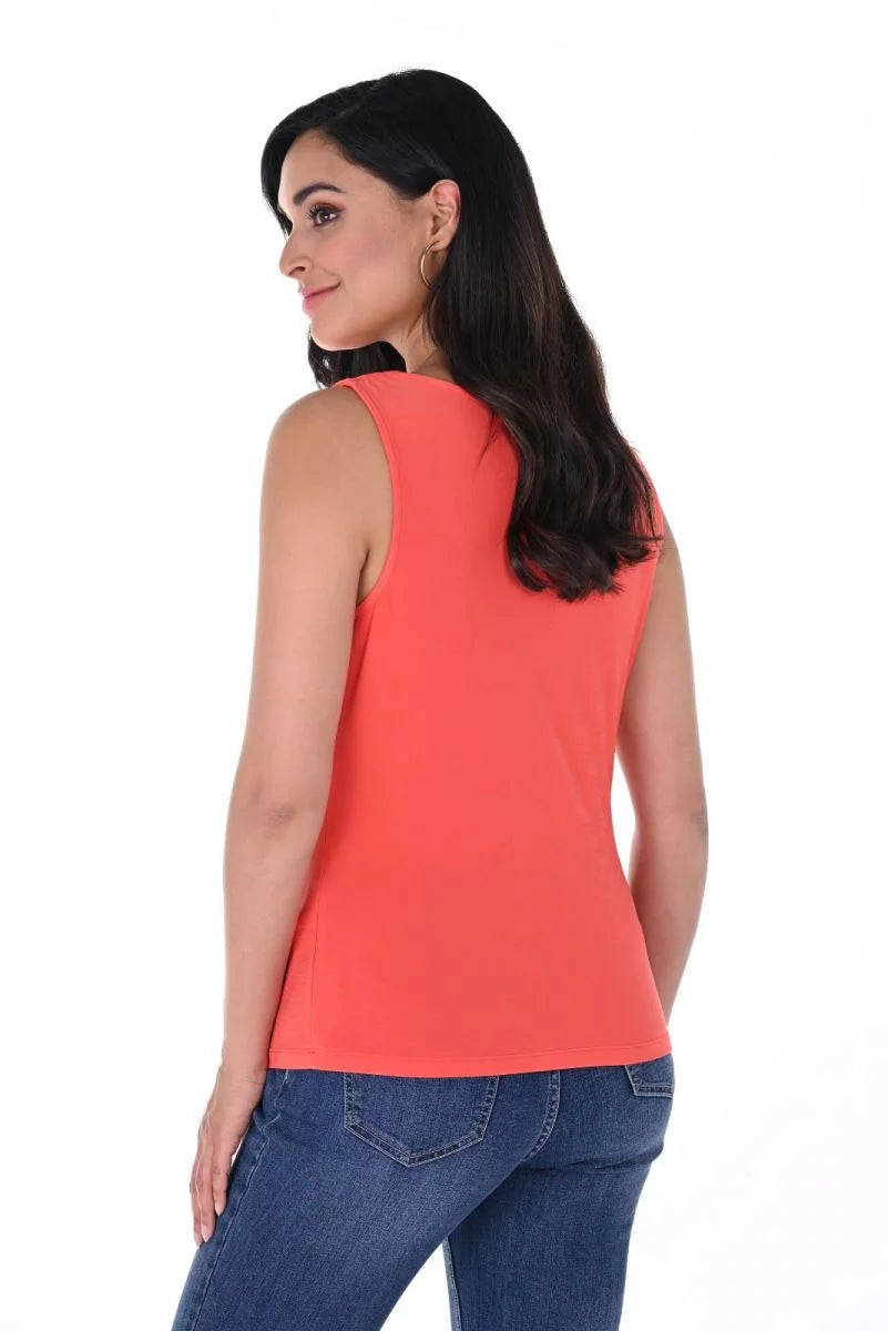 Frank Lyman Draped Neck Sleeveless Top 