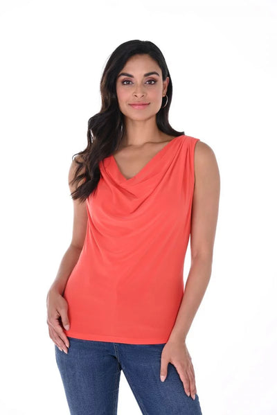 Frank Lyman Draped Neck Sleeveless Top 