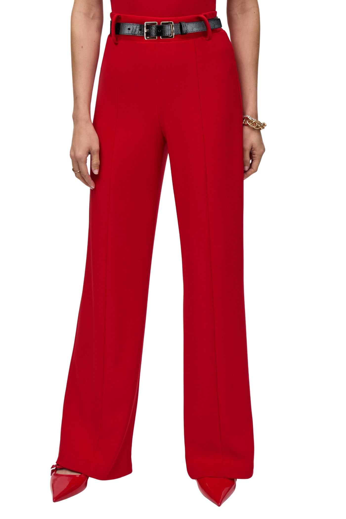 Silky Knit Belted Wide-Leg Pants Joseph Ribkoff