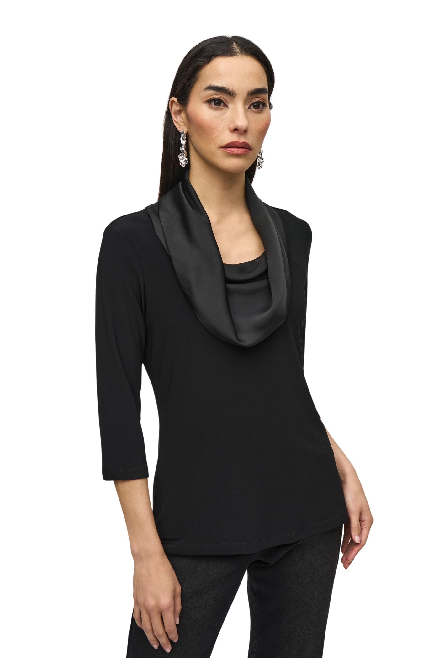 Silky Knit And Satin Fitted Top Joseph Ribkoff