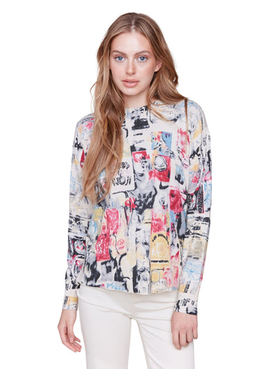 Printed Sweater with Side Buttons Charlie B