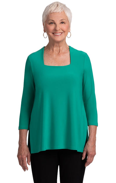 Square Neck Top, 3/4 Sleeve Sympli