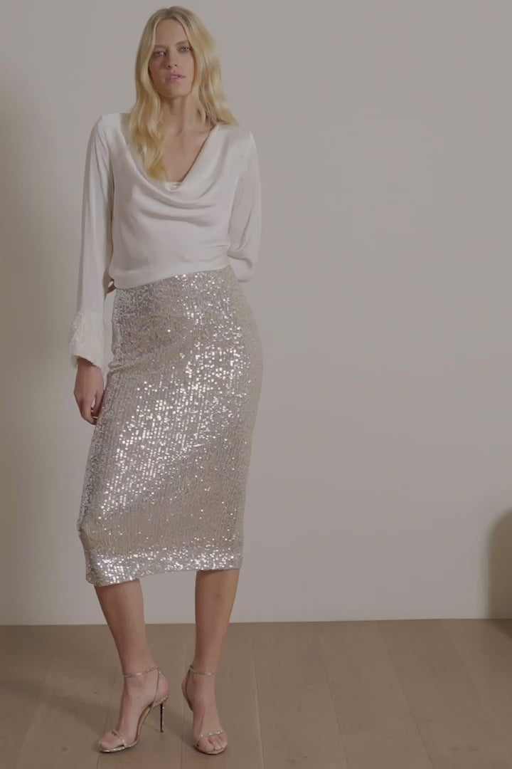 Sequined Pull-On Pencil Skirt