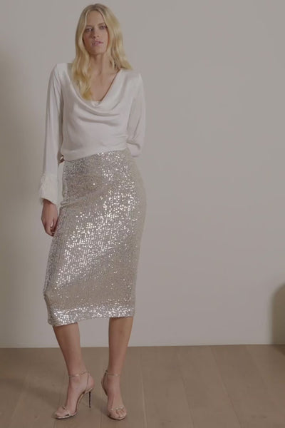 Sequined Pull-On Pencil Skirt