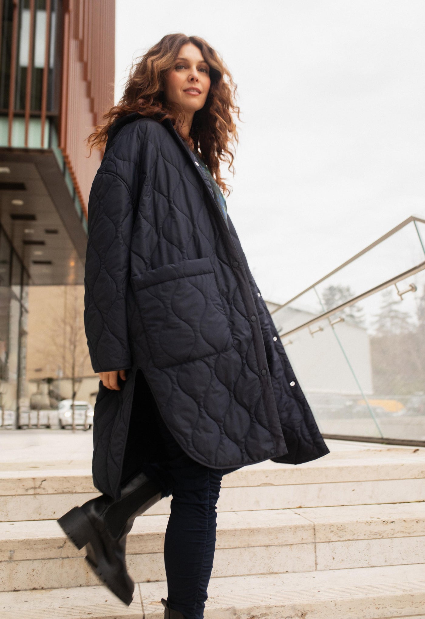 Quilted Maxi Shacket with Hood Sympli