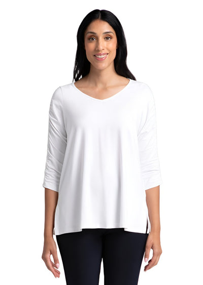 Sympli Revelry Top with Rusched Sleeve 