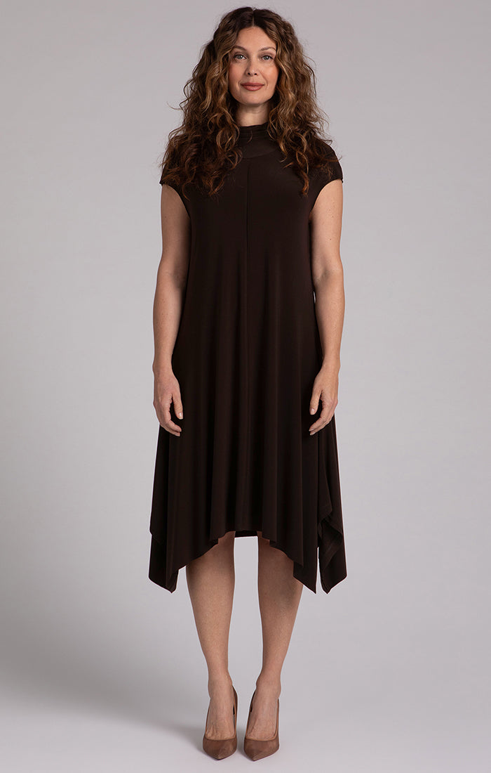 Flounce Funnel Neck Dress Sympli