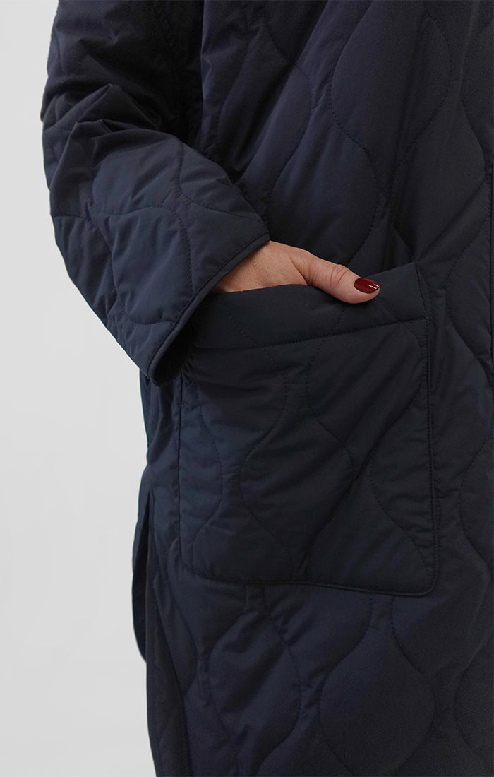 Quilted Maxi Shacket with Hood Sympli