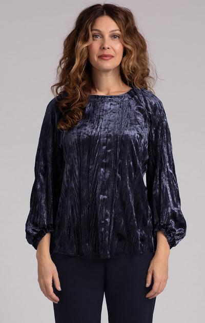 Move Pullover w/ Half Elastic Cuff, Crinkle Velvet Sympli