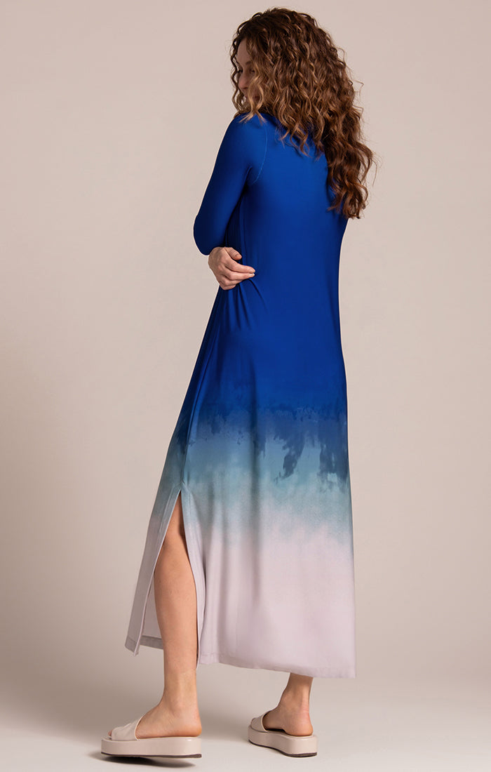 V-Neck Slit Dress, Placement Print Sympli