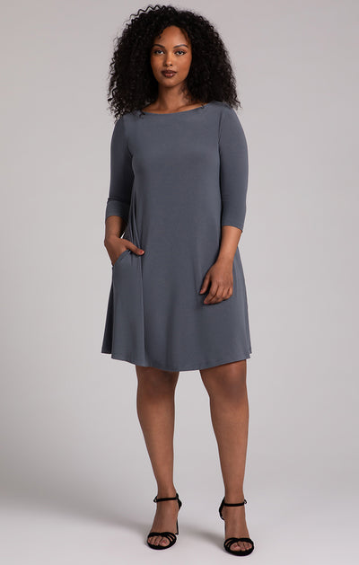 Nu Trapeze Dress, 3/4 Sleeve Sympli