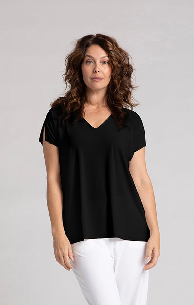 Sympli V-Neck Slit Sleeve Top 