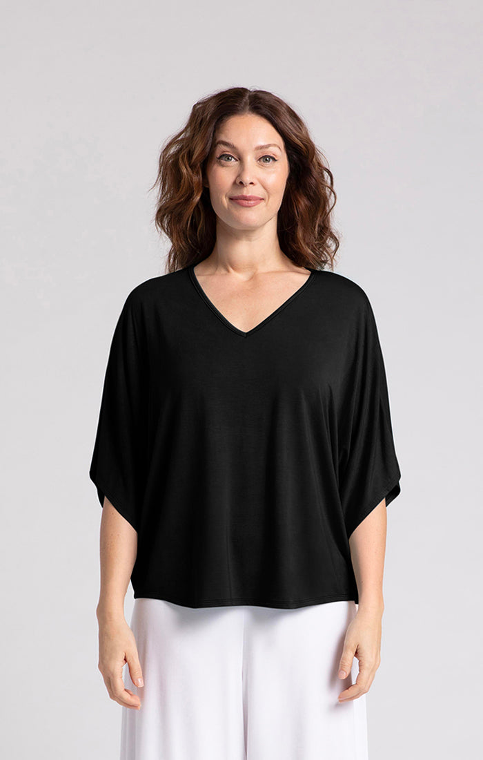 Bamboo V-Neck Dolman Top, Elbow Sleeve Sympli