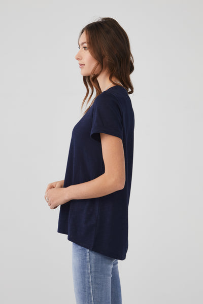 French Dressing Jeans Short Sleeve Top in Solid Slub Jersey 