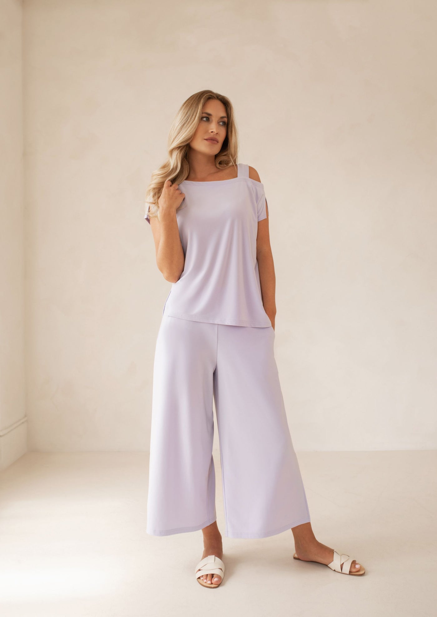 Sympli One Shoulder Boxy Top, Cap Sleeve 